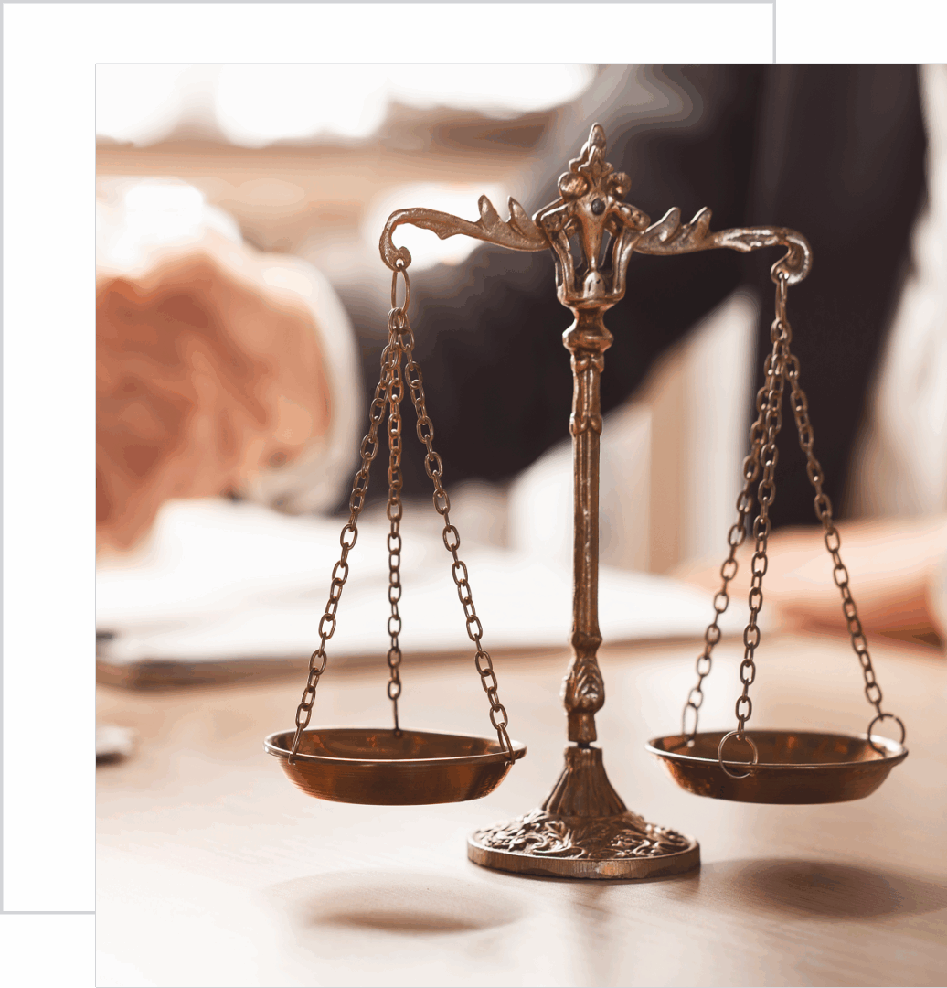 Scales of justice on a table