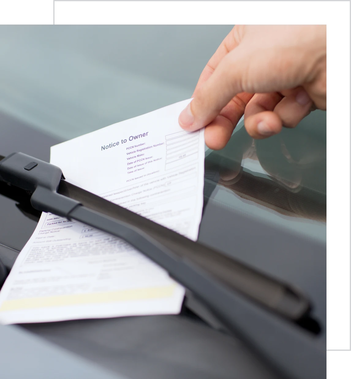 Vehicle with parking violation notice