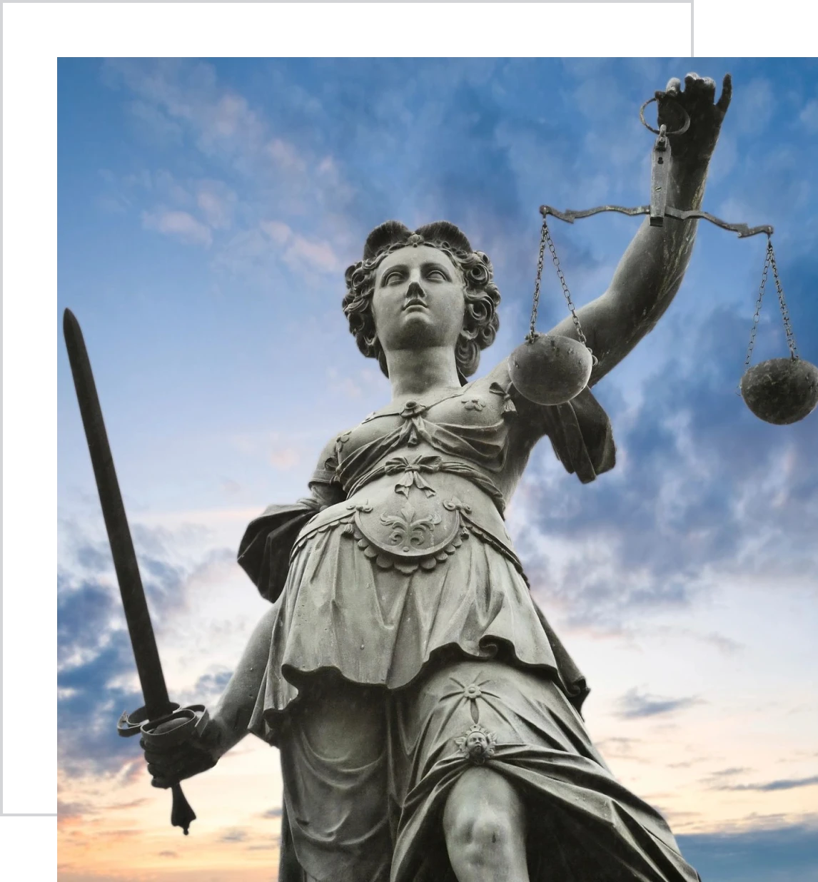 Justice symbol holding scales and sword