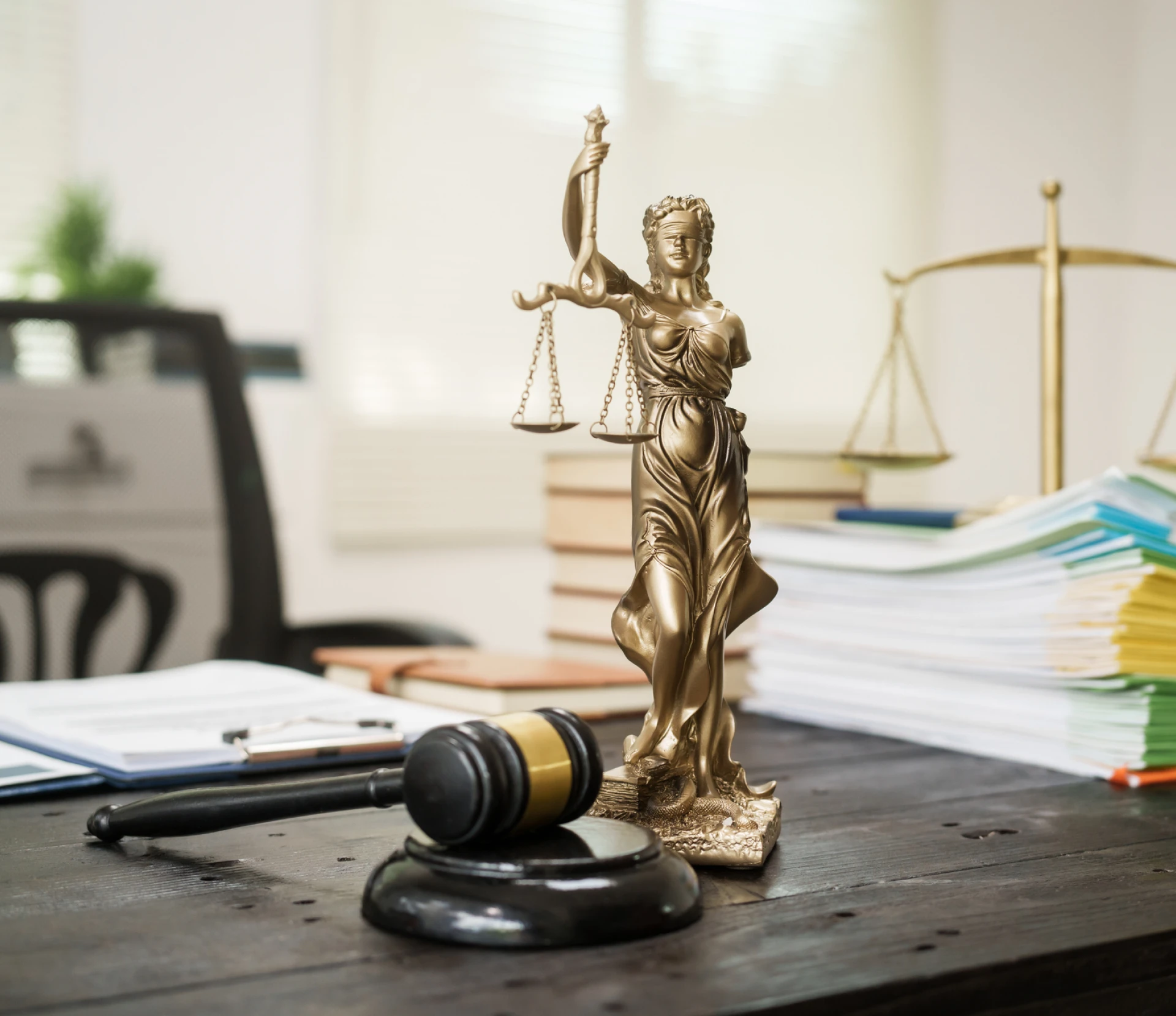 Legal office with Lady Justice figurine